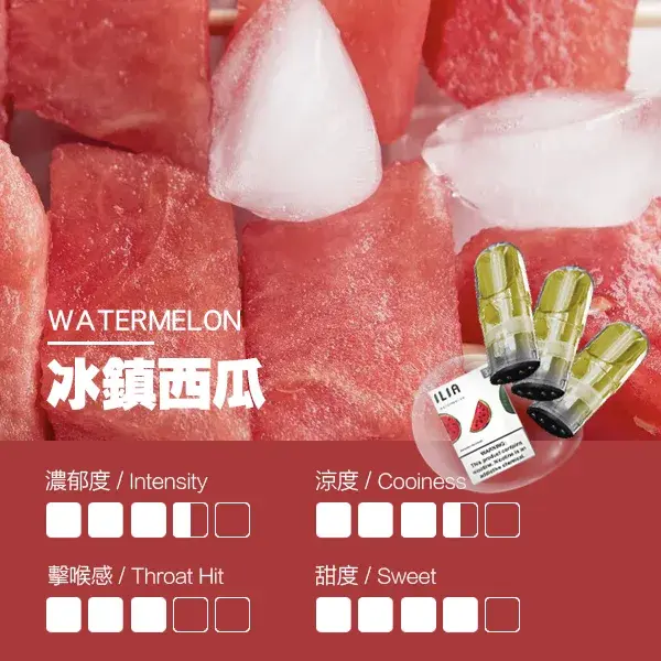 ILIA煙彈-瓷芯霧化彈-冰鎮西瓜口感webp - ILIA MOD 台灣電子煙主機・煙彈・一次性霧化器專賣