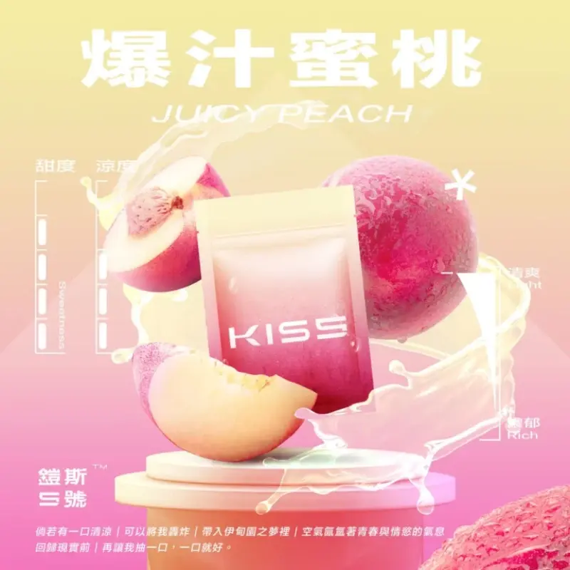 KISS-鎧斯5號一代煙彈-爆汁蜜桃webp - ILIA MOD 台灣電子煙主機・煙彈・一次性霧化器專賣